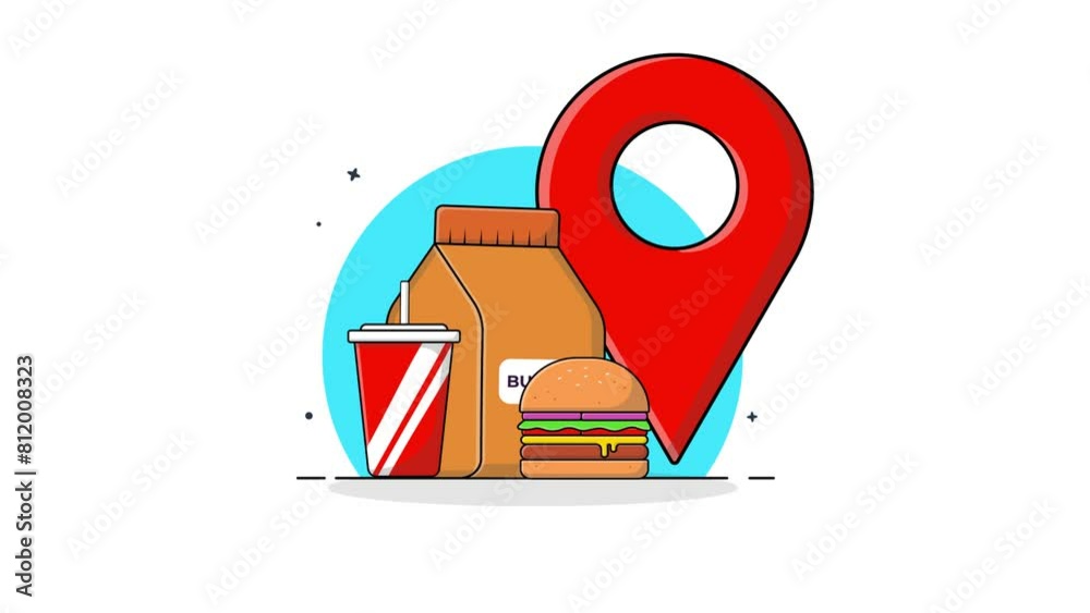 4k Online Food Delivery Location Concept Animation Video 4k Online Food Delivery Location Concept Animation Video
