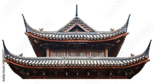 A Chinese pagoda roof with traditional tiled layers and intricate eaves, isolated.


--ar
 16:9
