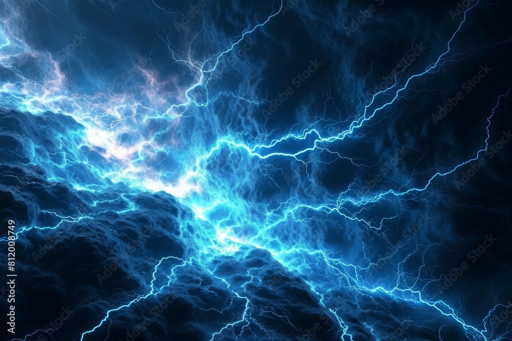 Blue lightning , abstract plasma, and energy background, AI-generated