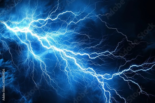 Blue lightning , abstract plasma, and energy background, AI-generated © Tanu