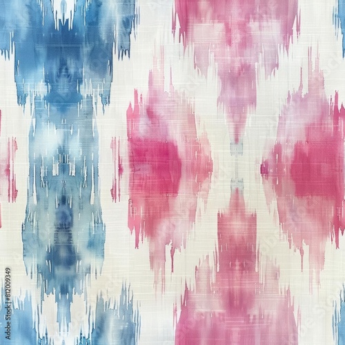 Watercolor Ikat  Explore the ethereal quality of watercolor in an ikat print  blending soft washes and blurry edges
