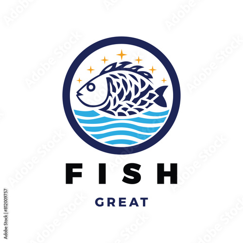 Fish Icon Logo Design Template