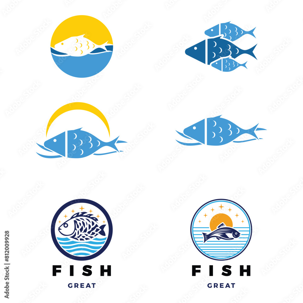 Set of Fish Icon Logo Design Template Set of Fish Icon Logo Design Template