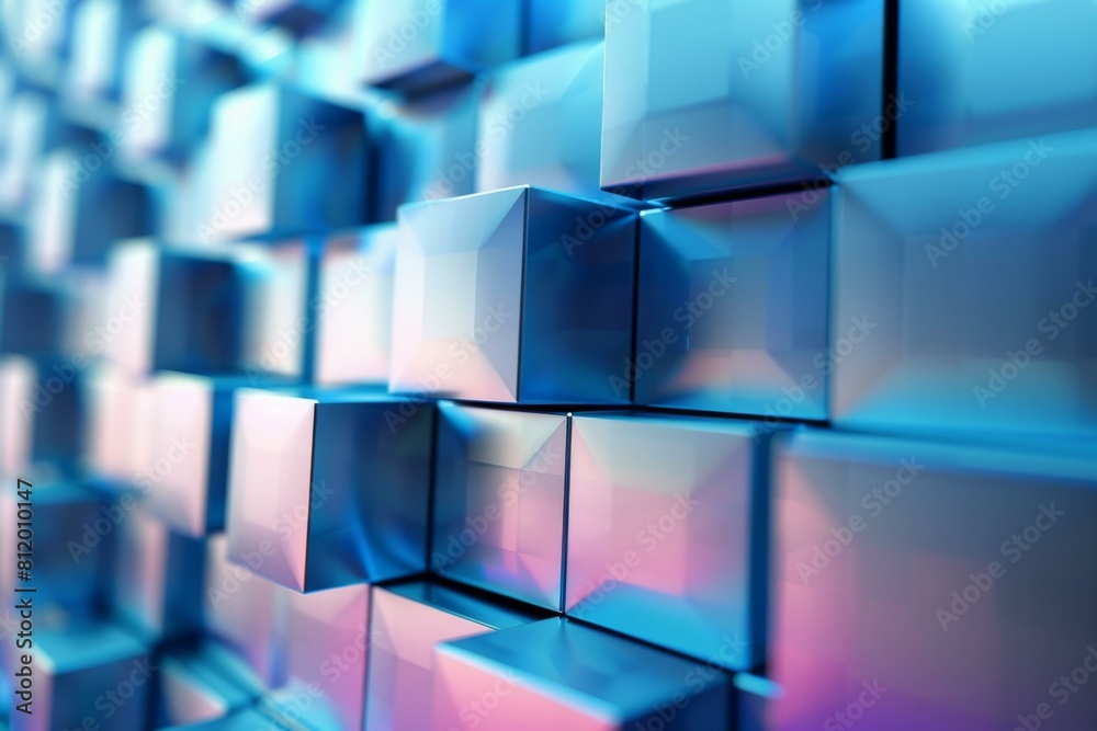 Blue and purple 3D cubes background Blue and purple 3D cubes background