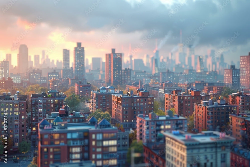 Fototapeta premium Small buildings in a big city during the day