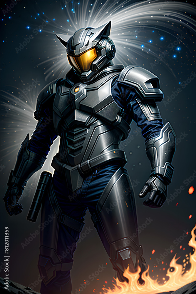 Naklejka premium AI, Man in space