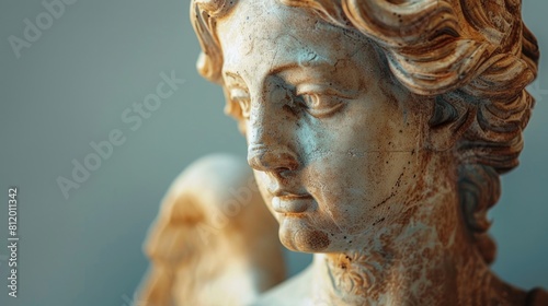 Detailed view of an angel statue, suitable for religious or memorial themes