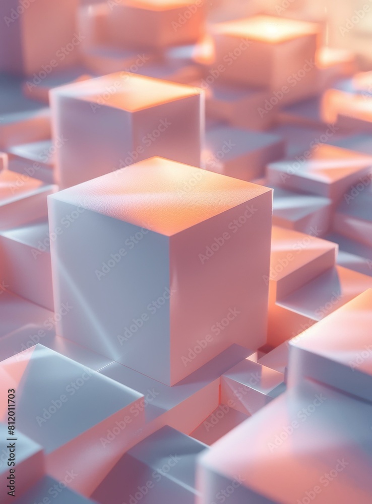 Pink and white 3D cubes background Pink and white 3D cubes background