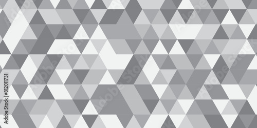  Abstract geometric white and gray background seamless mosaic and low polygon triangle texture wallpaper. Triangle shape retro wall grid pattern geometric ornament tile vector square element.