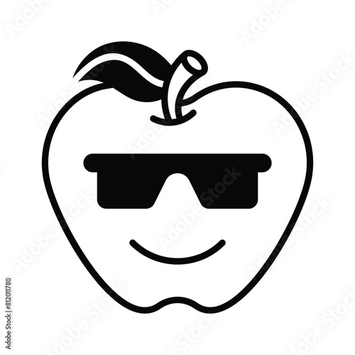 Glasses on emoji face showing concept icon of cool emoji, proud emoji