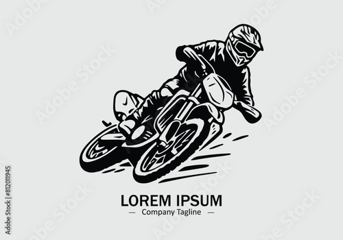 Logo of a dirt bike icon silhouette design on light background