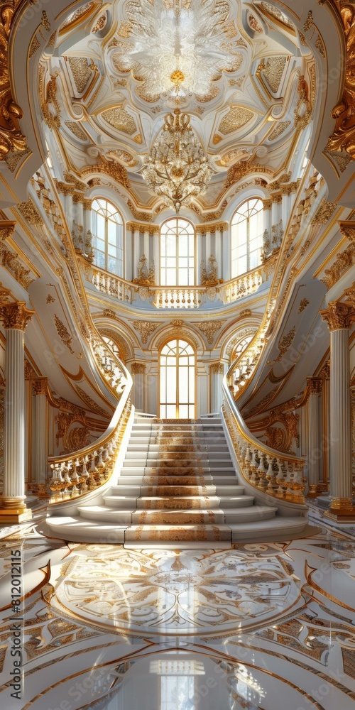 Obraz premium ornate golden staircase in a grand hall