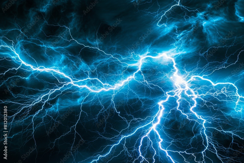 Fototapeta premium Blue lightning , abstract plasma, and energy background, AI-generated