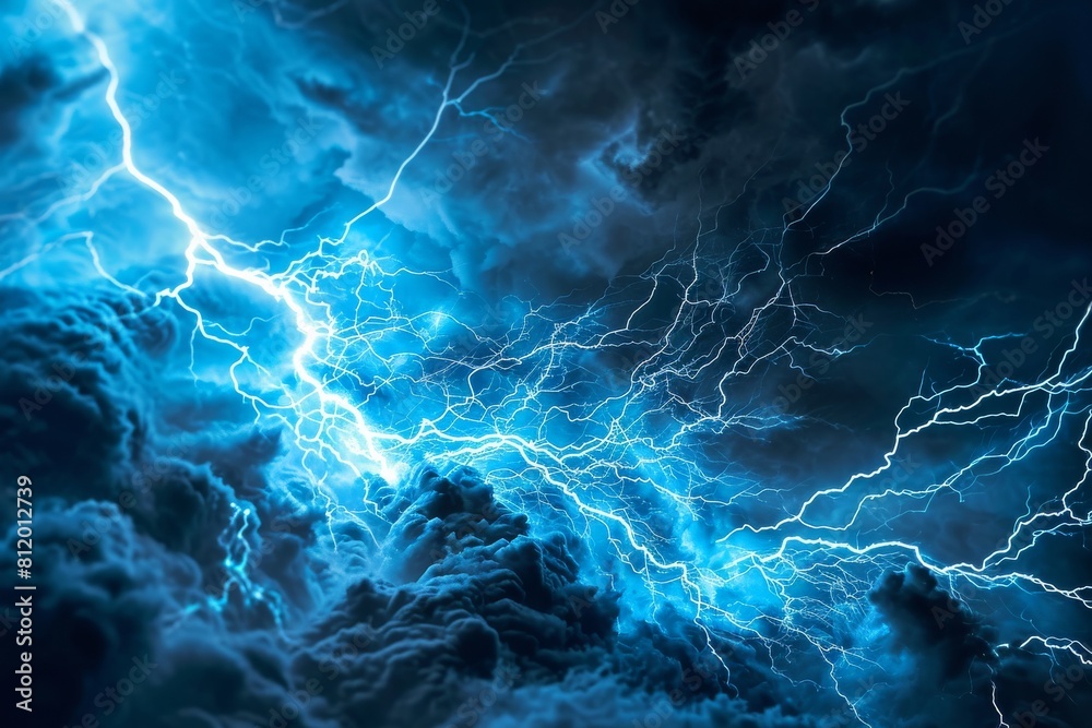 Blue lightning , abstract plasma, and energy background, AI-generated Blue lightning , abstract plasma, and energy background, AI-generated