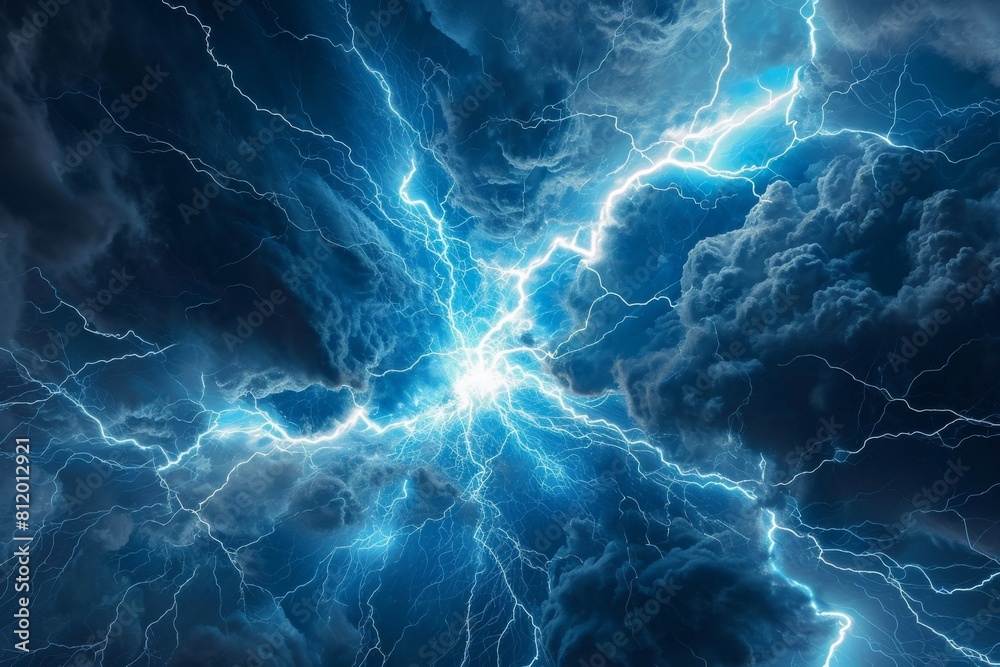 Blue lightning , abstract plasma, and energy background, AI-generated Blue lightning , abstract plasma, and energy background, AI-generated