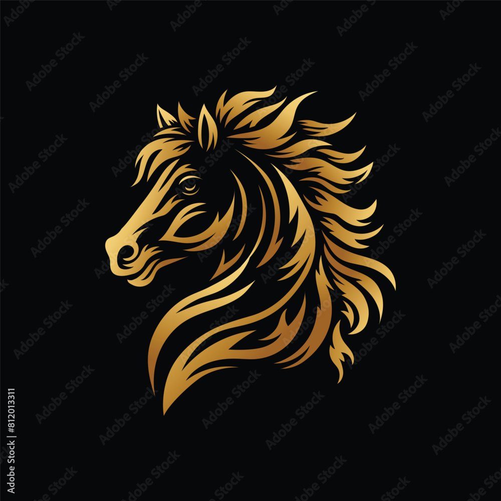 Obraz premium horse head silhouette golden color