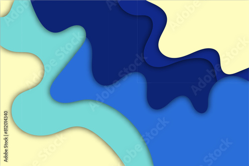 Multi layers soft colorful texture 3D papercut layers in gradient vector banner. Abstract paper cut.