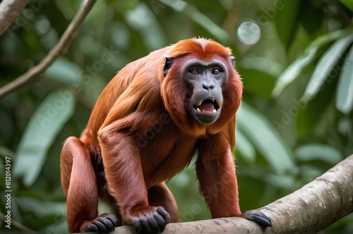 Red Howler Monkeys are known for their loud howls  which can travel through dense rainforests. They have red fur  prehensile tails  and live in groups  primarily feeding on leaves and fruits.