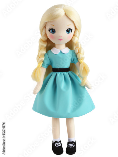 blonde girl plush doll stuffed toy isolated transparent background png .png