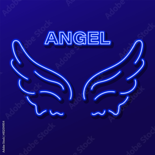 angel neon sign, modern glowing banner design, colorful modern design trend. Vector illustration.