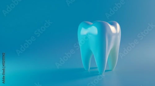 3D tooth on blue background