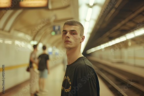  a photo of a pretty man, wearing a oversize black t-shirt