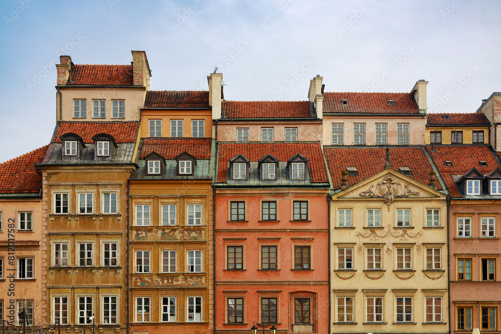 Warsaw old town facades Warsaw old town facades