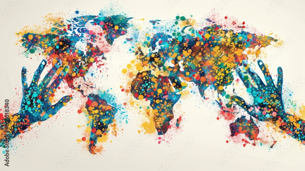 Fototapeta premium Craft an image that symbolizes global connectivity and cooperation