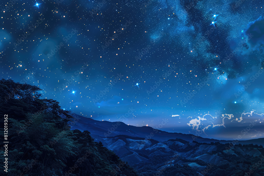 
night hillside stars, beautiful environment