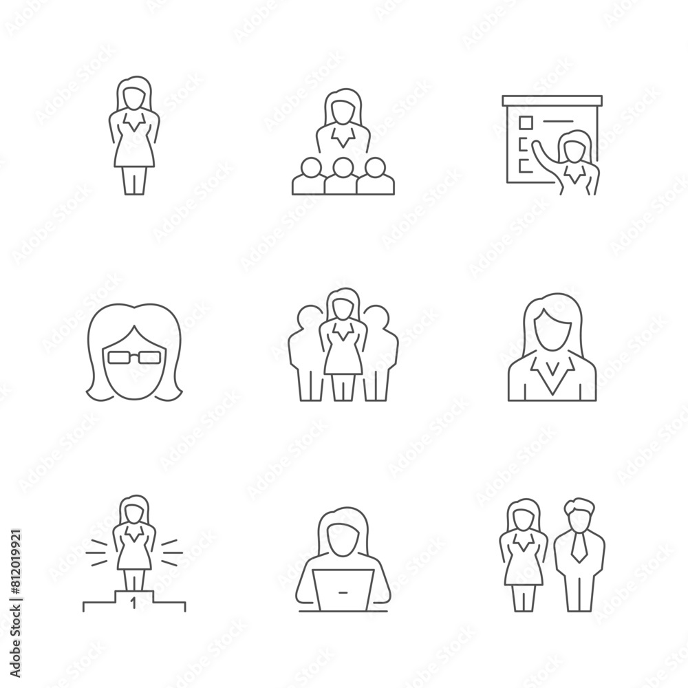 Set line icons of businesswoman Set line icons of businesswoman