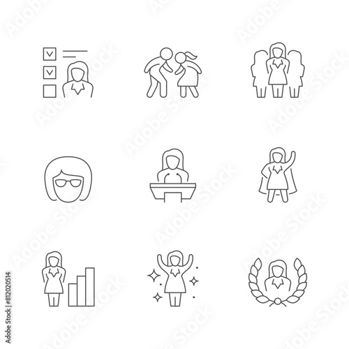 Set line icons of businesswoman