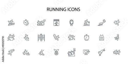 running icon set.vector.Editable stroke.linear style sign for use web design,logo.Symbol illustration.