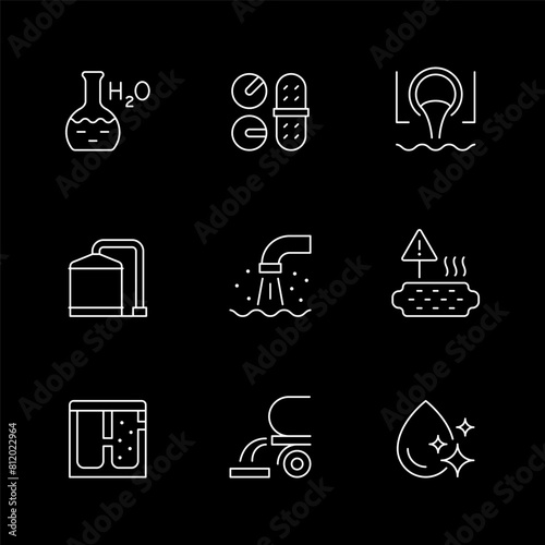 Set line icons of waste water