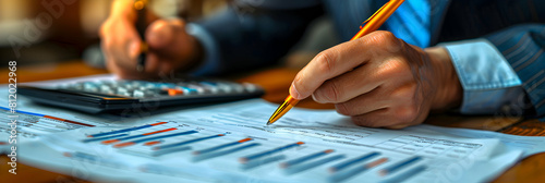 Photo realistic concept of a Financial Analyst conducting risk assessment on investment portfolios, evaluating risks and suggesting mitigative strategies
