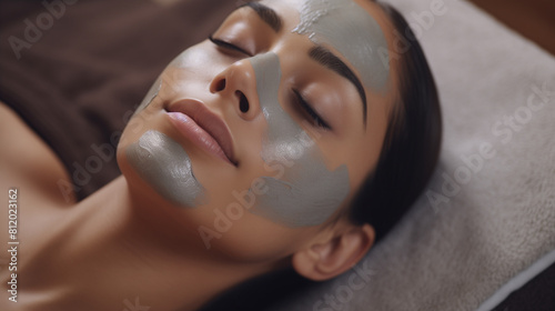 woman applying mask on face