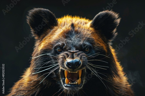 Close up of a bear with its mouth open  suitable for wildlife themes