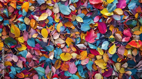Fallen leaves forming a carpet of colors on the ground