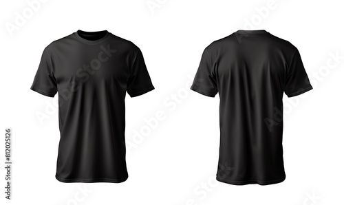 Front and Back View of Blank Black T-Shirt Mockup , PNG mockup