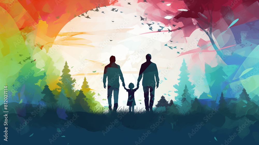 Fototapeta premium illustration of people with kid abstract background