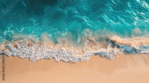 Tranquil Summer Vibes Beautiful Background of Sandy Beach and Blue Sea Water with Copy Space Concept 