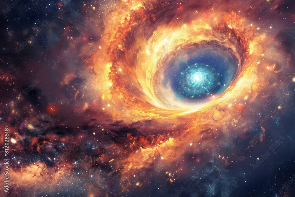 A cosmic portal opening within a galaxy, hinting at otherworldly destinations A cosmic portal opening within a galaxy, hinting at otherworldly destinations