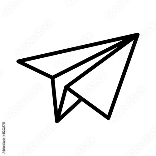 Simple paper airplane icon Stroke pictogram Vector illustration isolated on white or transparent background.
