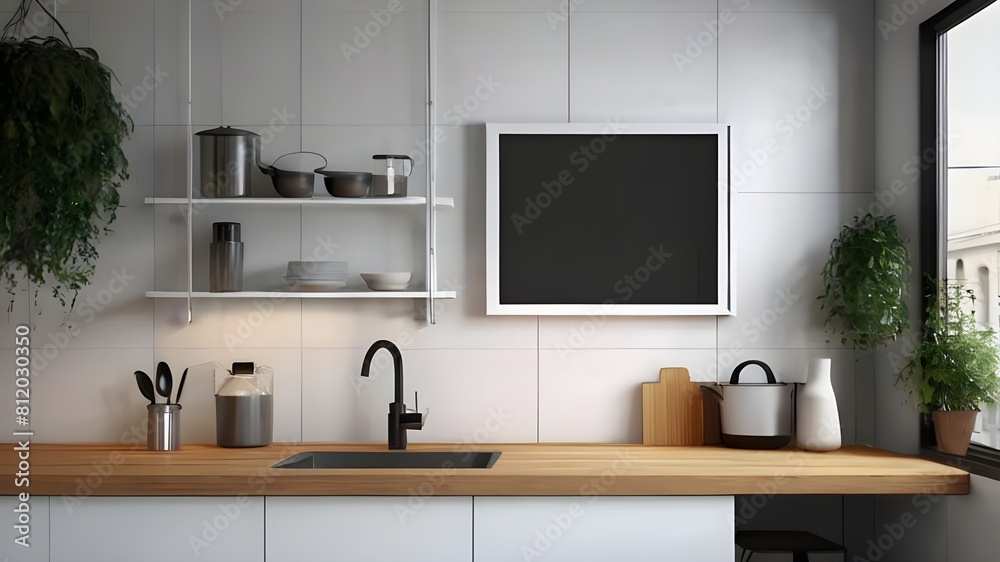Mock up frame in kitchen Mock up frame in kitchen