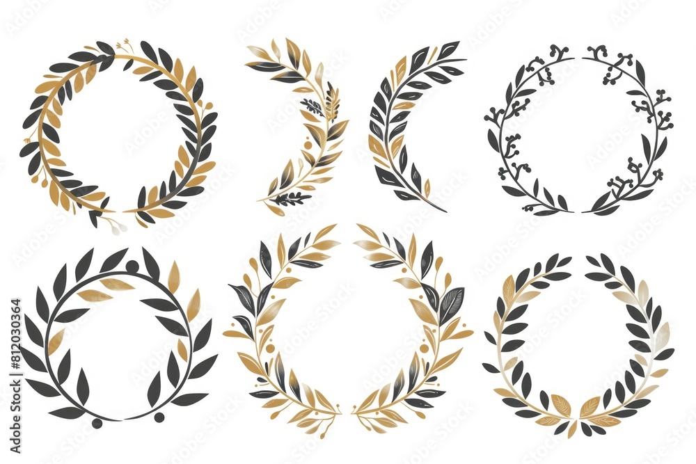 A set of four unique leaf wreaths, perfect for various design projects A set of four unique leaf wreaths, perfect for various design projects