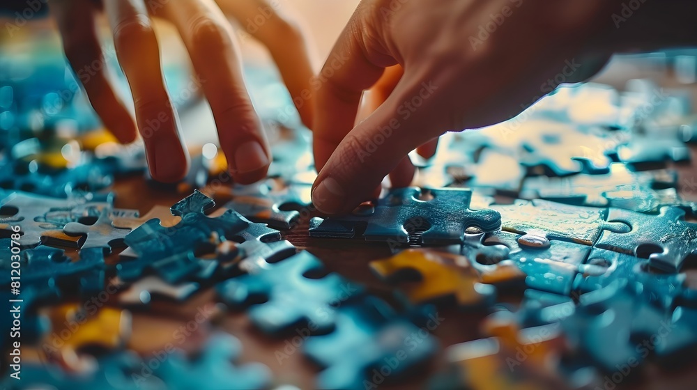 Assembling Jigsaw Puzzle Highlighting Attention to Detail and Meticulousness in Business Strategy Assembling Jigsaw Puzzle Highlighting Attention to Detail and Meticulousness in Business Strategy