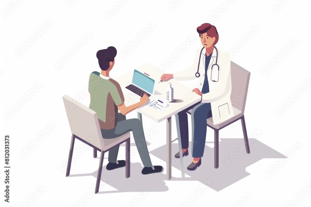 A man and a woman sitting at a table with a laptop. Ideal for business and teamwork concepts A man and a woman sitting at a table with a laptop. Ideal for business and teamwork concepts