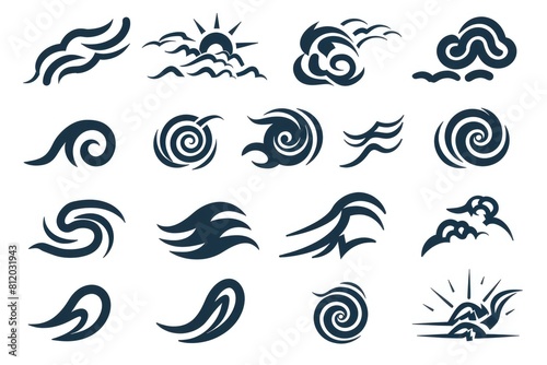 A collection of nine different wave patterns. Perfect for backgrounds or designs photo