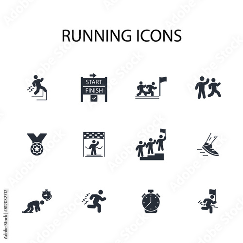 running icon set.vector.Editable stroke.linear style sign for use web design,logo.Symbol illustration.