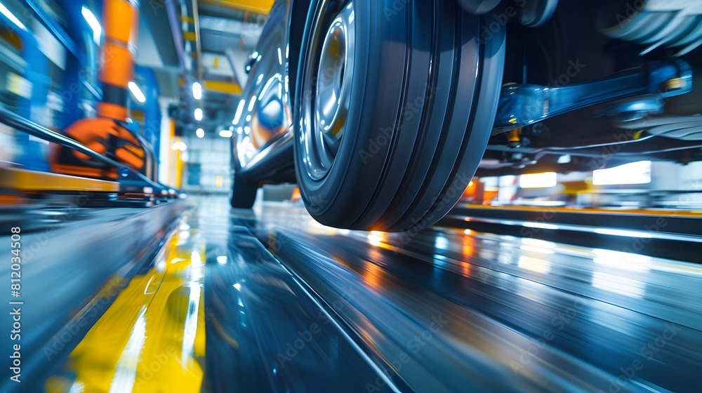 Fototapeta premium Dynamic Vehicle Brake Testing on High-Speed Track with Motion Blur Effect