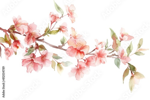 A beautiful cherry tree branch with blooming pink flowers. Perfect for spring or nature themed designs